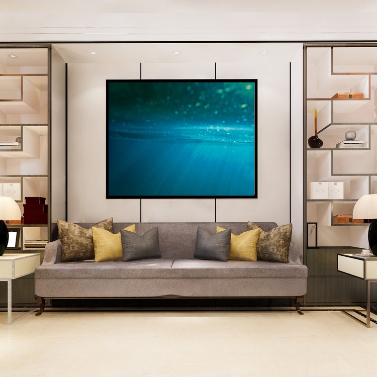 The Blues of the dazzling waterline with a hint of jewel like sparkle, as seen from below, creates a peaceful image to lose yourself in.